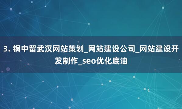 3. 锅中留武汉网站策划_网站建设公司_网站建设开发制作_seo优化底油